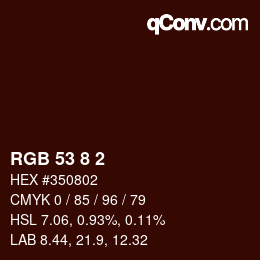 カラーコード: RGB 53 8 2 | qconv.com