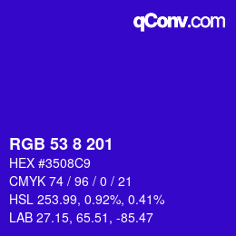 Color code: RGB 53 8 201 | qconv.com