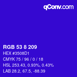 カラーコード: RGB 53 8 209 | qconv.com