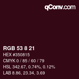 颜色代码: RGB 53 8 21 | qconv.com