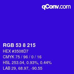 Color code: RGB 53 8 215 | qconv.com