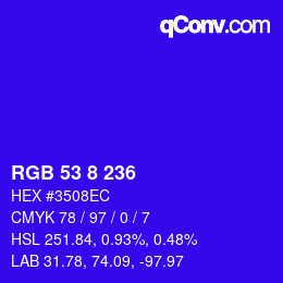 カラーコード: RGB 53 8 236 | qconv.com
