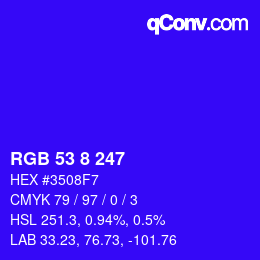 颜色代码: RGB 53 8 247 | qconv.com
