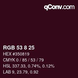 Color code: RGB 53 8 25 | qconv.com