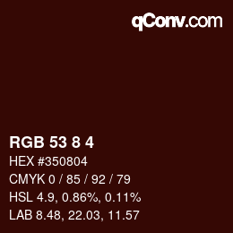カラーコード: RGB 53 8 4 | qconv.com