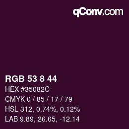 カラーコード: RGB 53 8 44 | qconv.com