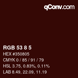 カラーコード: RGB 53 8 5 | qconv.com