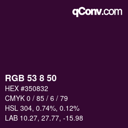 颜色代码: RGB 53 8 50 | qconv.com