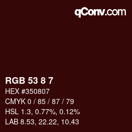 カラーコード: RGB 53 8 7 | qconv.com