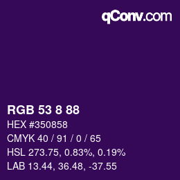 カラーコード: RGB 53 8 88 | qconv.com