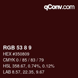 颜色代码: RGB 53 8 9 | qconv.com