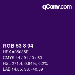 颜色代码: RGB 53 8 94 | qconv.com