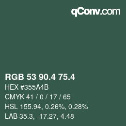 カラーコード: RGB 53 90.4 75.4 | qconv.com