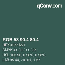 カラーコード: RGB 53 90.4 80.4 | qconv.com