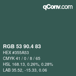 カラーコード: RGB 53 90.4 83 | qconv.com