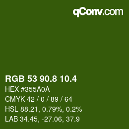 カラーコード: RGB 53 90.8 10.4 | qconv.com