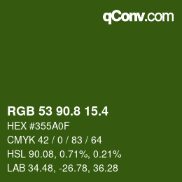 カラーコード: RGB 53 90.8 15.4 | qconv.com