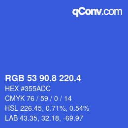 カラーコード: RGB 53 90.8 220.4 | qconv.com