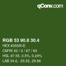 カラーコード: RGB 53 90.8 30.4 | qconv.com