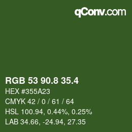 カラーコード: RGB 53 90.8 35.4 | qconv.com