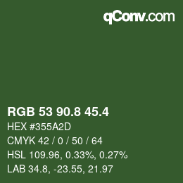 カラーコード: RGB 53 90.8 45.4 | qconv.com