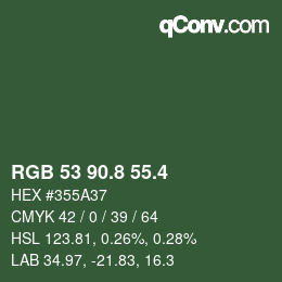 カラーコード: RGB 53 90.8 55.4 | qconv.com