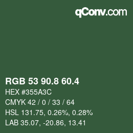 カラーコード: RGB 53 90.8 60.4 | qconv.com
