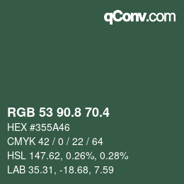 カラーコード: RGB 53 90.8 70.4 | qconv.com