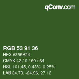 カラーコード: RGB 53 91 36 | qconv.com