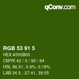 Color code: RGB 53 91 5 | qconv.com