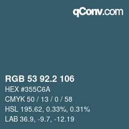 カラーコード: RGB 53 92.2 106 | qconv.com