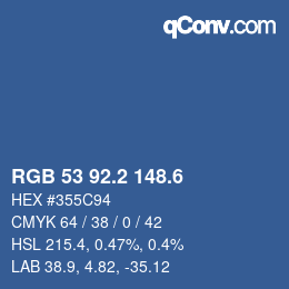 カラーコード: RGB 53 92.2 148.6 | qconv.com
