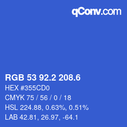 カラーコード: RGB 53 92.2 208.6 | qconv.com