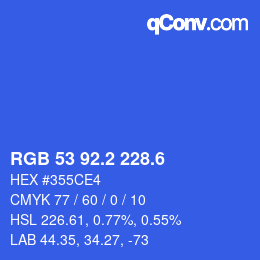 カラーコード: RGB 53 92.2 228.6 | qconv.com