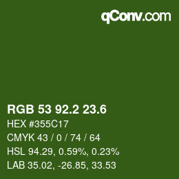 カラーコード: RGB 53 92.2 23.6 | qconv.com