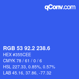 カラーコード: RGB 53 92.2 238.6 | qconv.com