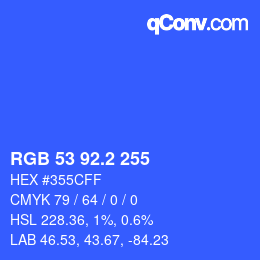 カラーコード: RGB 53 92.2 255 | qconv.com