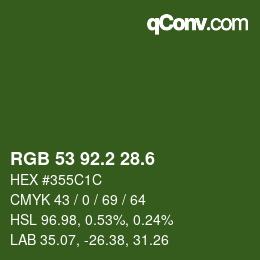 カラーコード: RGB 53 92.2 28.6 | qconv.com