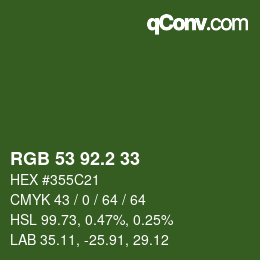 カラーコード: RGB 53 92.2 33 | qconv.com