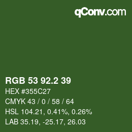カラーコード: RGB 53 92.2 39 | qconv.com