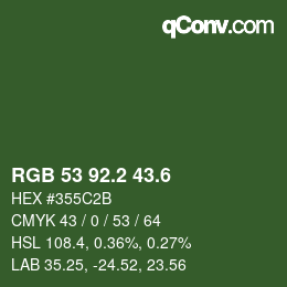 カラーコード: RGB 53 92.2 43.6 | qconv.com