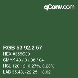 カラーコード: RGB 53 92.2 57 | qconv.com