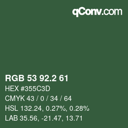 カラーコード: RGB 53 92.2 61 | qconv.com