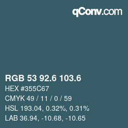 カラーコード: RGB 53 92.6 103.6 | qconv.com