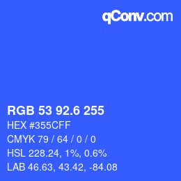 カラーコード: RGB 53 92.6 255 | qconv.com