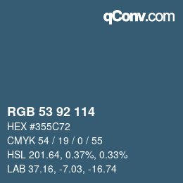 Color code: RGB 53 92 114 | qconv.com