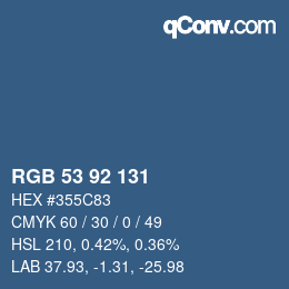 颜色代码: RGB 53 92 131 | qconv.com