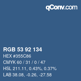 カラーコード: RGB 53 92 134 | qconv.com