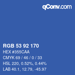 カラーコード: RGB 53 92 170 | qconv.com