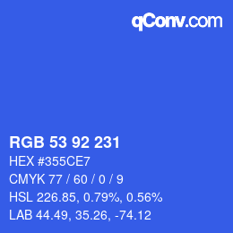 カラーコード: RGB 53 92 231 | qconv.com